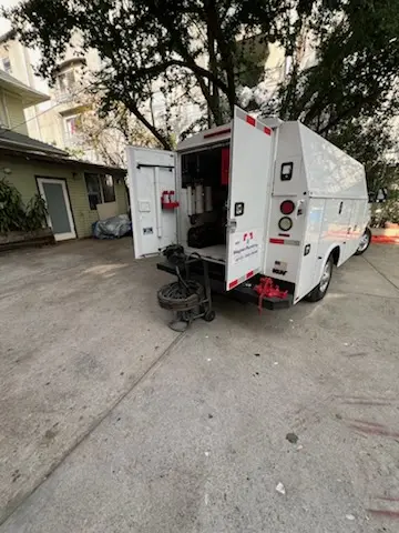 Magnet Plumbing service vehicle on-site for Slab Leak Repair in Laplace